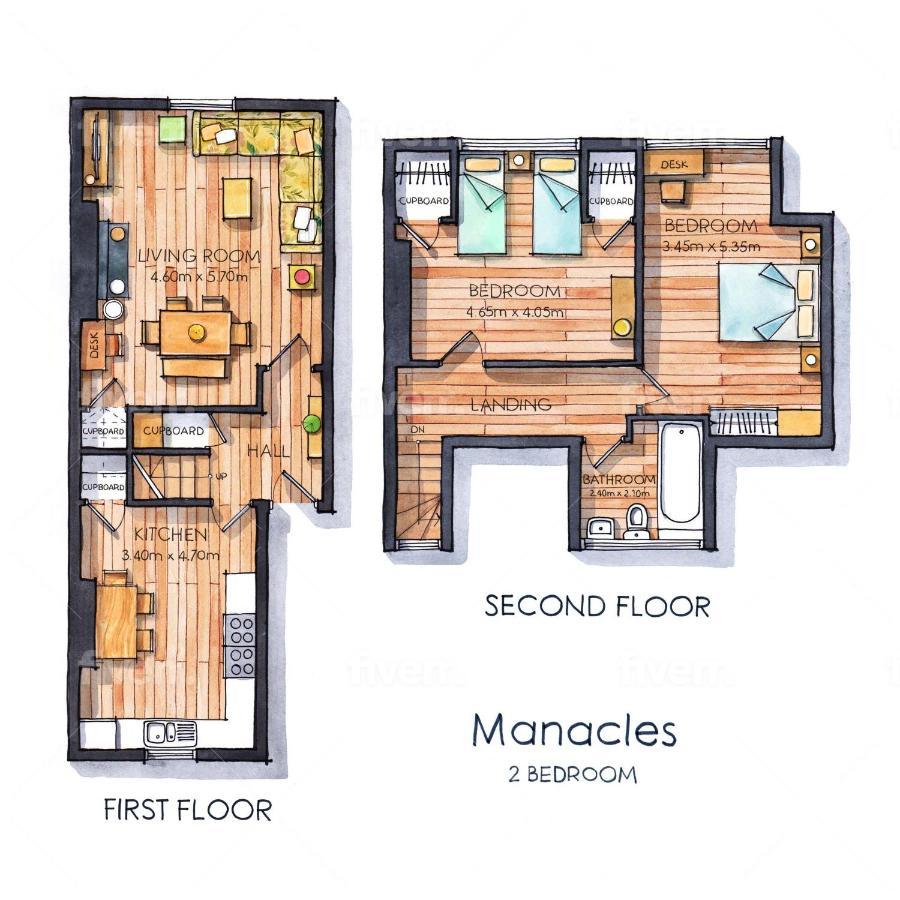 Manacles - Spacious Flat Near Beach With Sea Views & Parking Фалмут Экстерьер фото